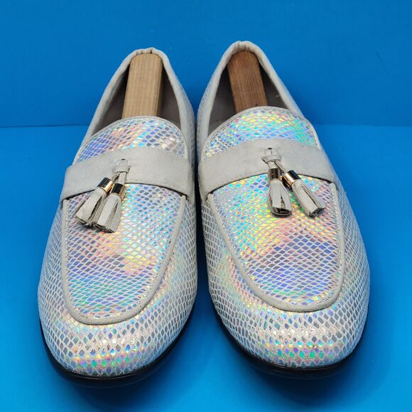 Royal Shoes Mens LF-8881 Silver Half Strap Tasseled Loafers Size US 10 EC main image 7